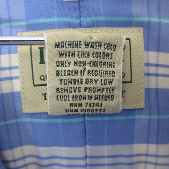 L L Bean Men's Button Up Shirt Long Sleeve Traditional Fit Blue Plaid Medium - Picture 4 of 5